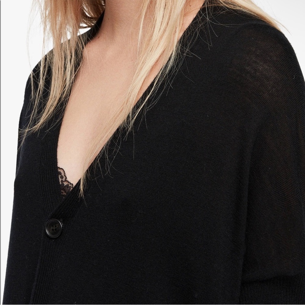 ALL-SAINTS MORI MERINO WOOL LONG CARDIGAN SWEATER BLACK SIZE MEDIUM NEW - Picture 7 of 14
